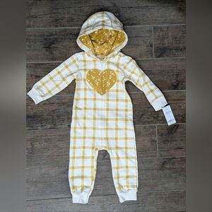 New Carters Girls 18 Months Baby Heart Hooded Jumpsuit 18m